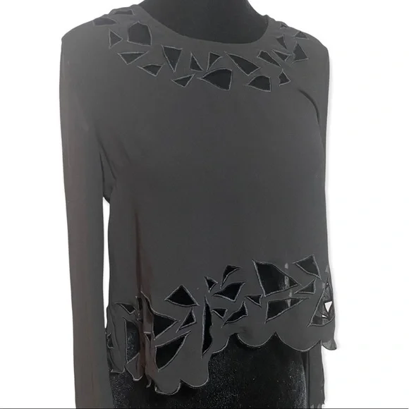 L’Amour Nanette Lepore Black Long Sleeve Blouse with Cut-Outs - Picture 2 of 3